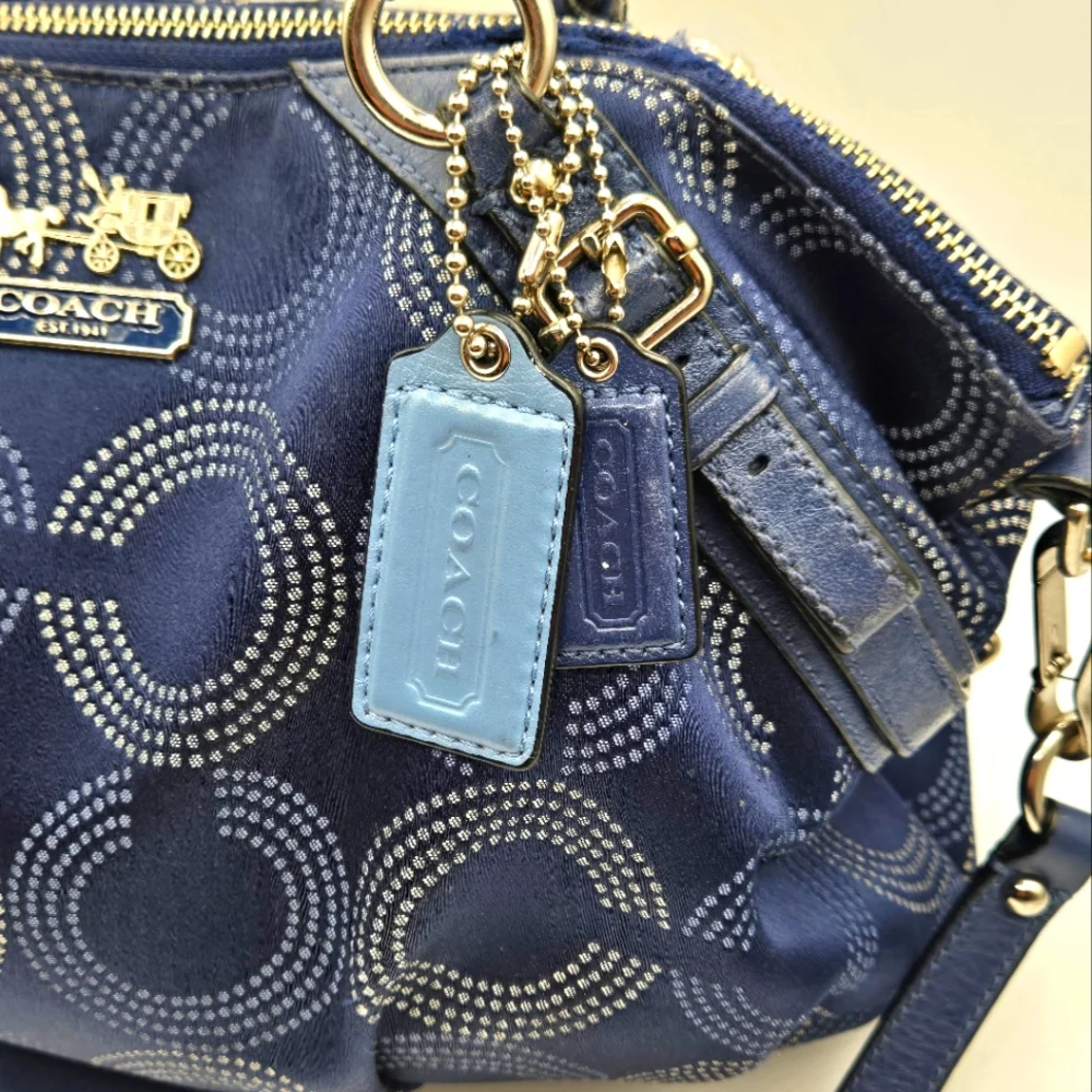 COACH Madison Sophia Satchel OP C Denim Blue Gold Hardware 2 Tags - Picture 3 of 15